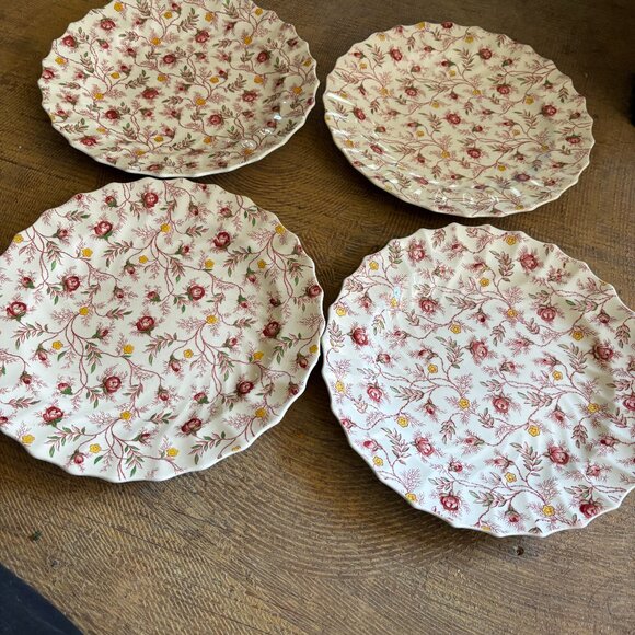 Lot 4 Copeland Spode Rosebud Chintz dinner plates - Picture 1 of 6